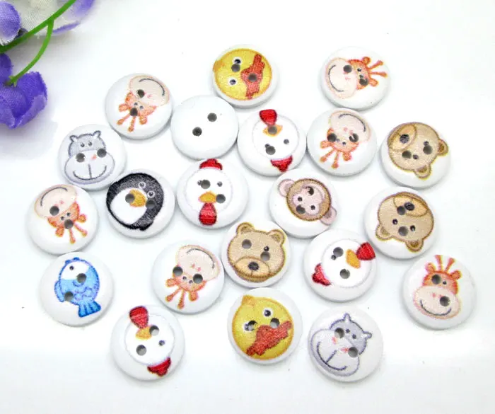 100 шт. круглые деревянные пуговицы в виде животных 15 мм|wooden buttons|buttons for clothesbuttons buttons