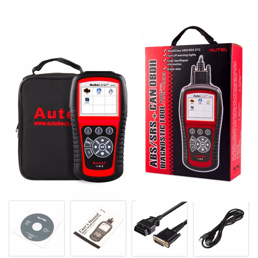 Бесплатная доставка! 100% оригинальный Autel AL619 Autolink двигатель ABS SRS Авто OBD2 сканер