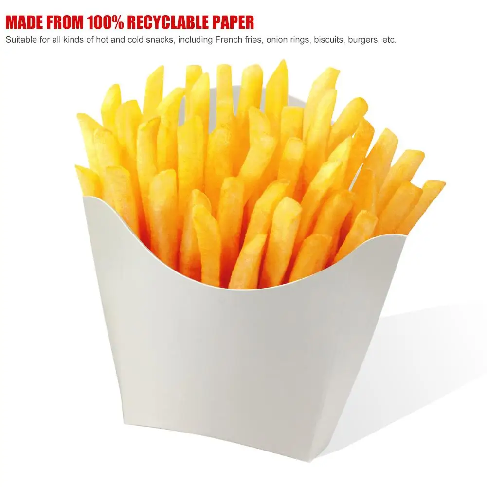 100 шт одноразовая белая упаковка для картофеля фри жареная курица бургер