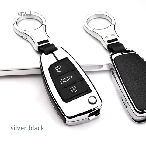silver black Высокое качество автомобилей брелок случае держатель Обложка карман для AUDI A4L A6L A5 A7 A8 Q5 Q7 S5 S6 S7 S8 SLINE RS A3 C6 8 P 8 В A3 A1 Quattr - Название цвета: silver black