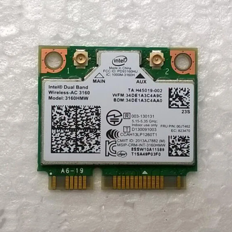 Int Dual Band Wireless AC 3160 802.11a/b/g/n/ac & Bt 4 0 комбинированная карта для Lenovo M30 70 M40 Series FRU 00JT462