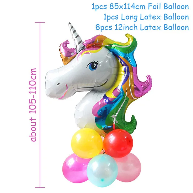 balloon set Единорог вечерние поставки розовые радужные воздушные шары в форме единорога баннер тарелки салфетки кекс ббеби Шауэр детский Декор ко дню рождения - Цвет: balloon set