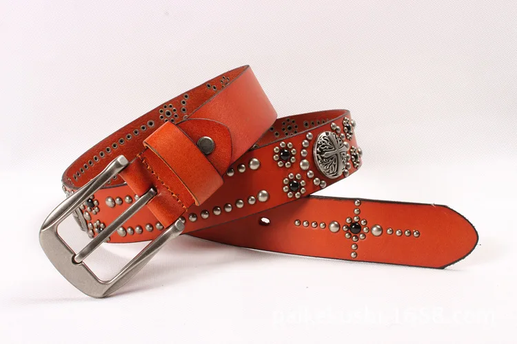 Free Shipping.wholesales New style natural 100% cow leather Pin buckle belt.brand genuine leather fashion belts.rivet,women