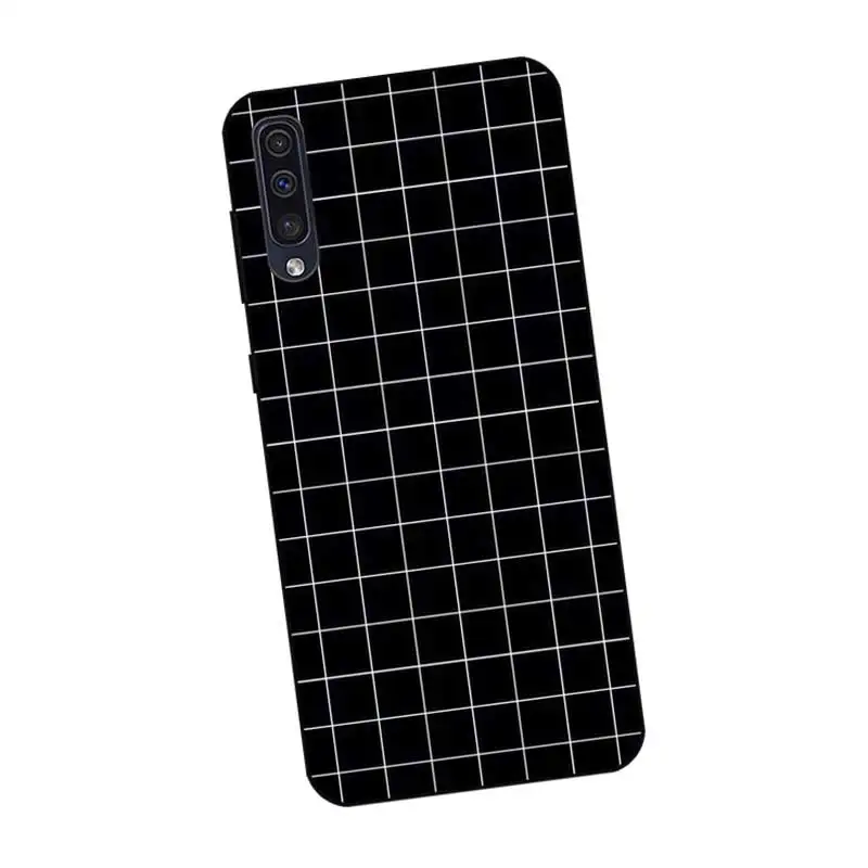 N407 Square Lattice Black Silicone Case For Samsung Galaxy A2 Core A6 A7 A8 A9 A10 A30 A40 A50 A60 A70 A80 A90 5G A20E Plus |