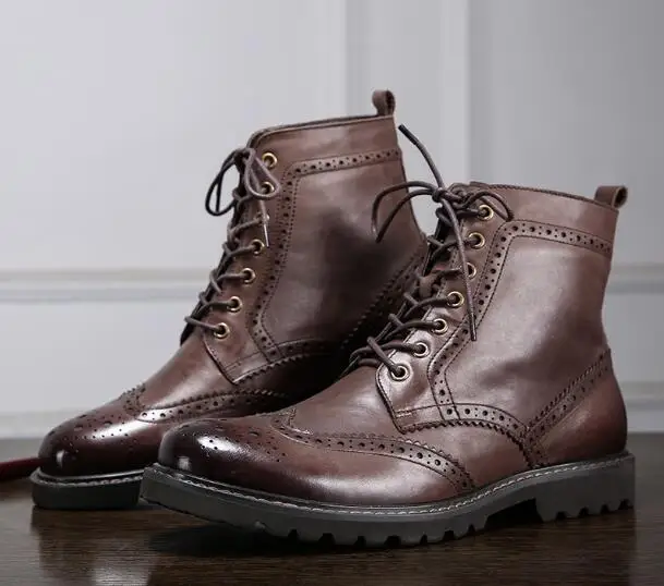 Мужские ботинки в байкерском стиле Ботинки Martin винтажном британском кожаные с
