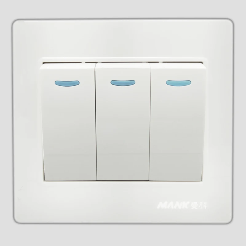 

Universal 3 Gang 2 Way Push Button Safety Steel Frame Wall Switch Triple Panel Three Open Single Control Panel 250V 10A