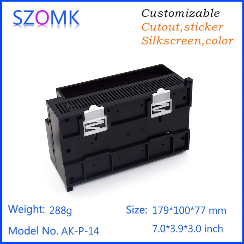 10 pcs/lot plastic case electronics electrical PLCC plastic enclosures 179*100*77mm abs plastic din rails housing for pcb design