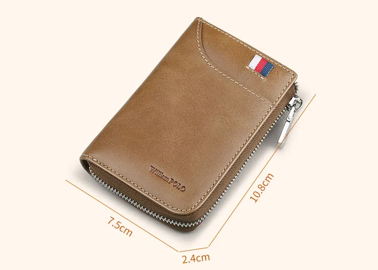 WILLIAMPOLO, черный маленький мужской кошелек на молнии, Мужской Портмоне, короткий кошелек, брендовый, высокое качество, натуральная кожа, мужской кошелек POLO310