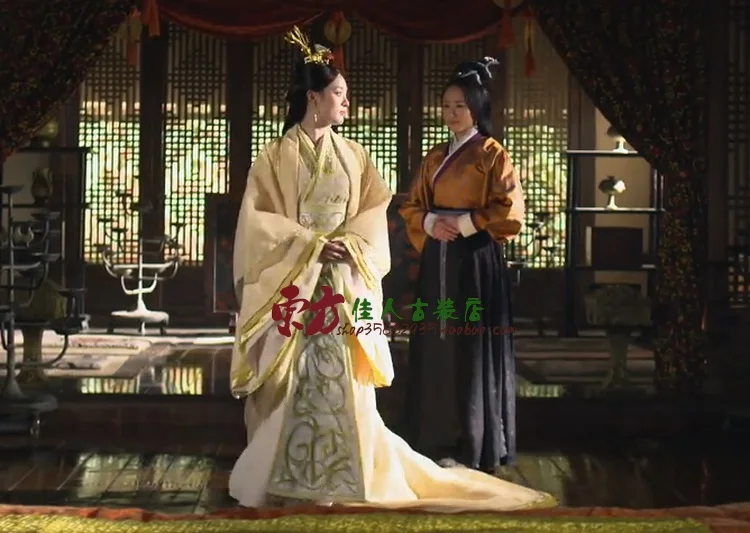 Желтый Великолепный костюм ханьфу в стиле эпохи Хоу ТВ-игра легенда о Ми Юэ