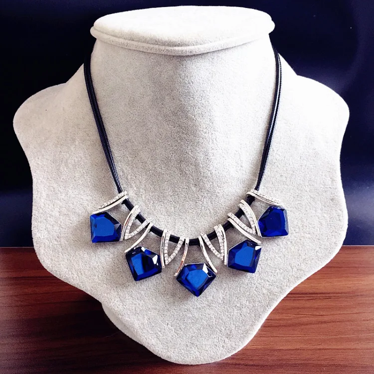 Ювелирная фабрика 2017 элегантная синяя цветная цепочка женское ожерелье модное