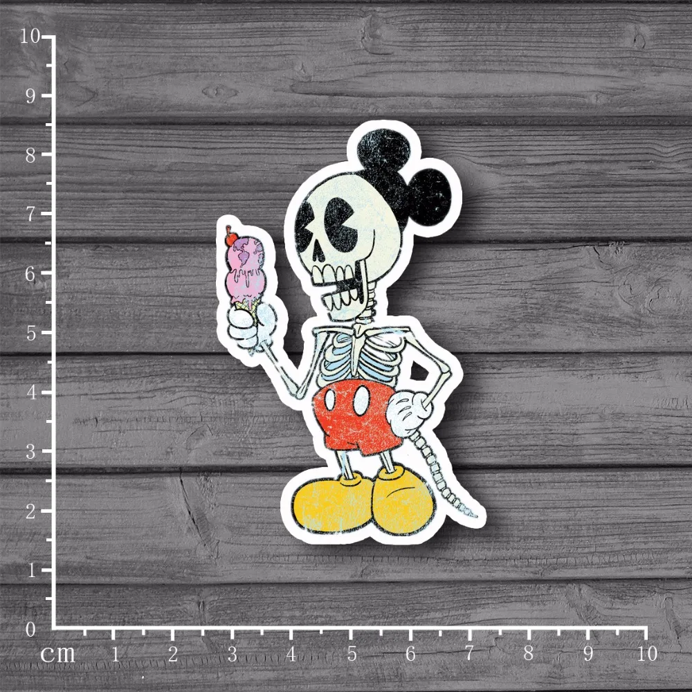 Ice Cream Mouse Skull Stationery Sticker for Bicycle Motorcycle Skateboard Laptop Luggage Home Decor Decals Funny Toy[Single]
