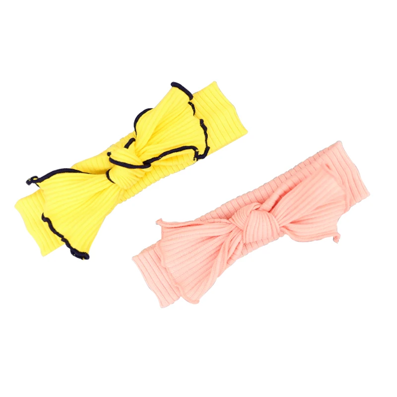 

1pc Large Bow Kid Stretch Headband Peach and Yellow Girls Hair Bow Head Wrap Birthday Gift Hairbands