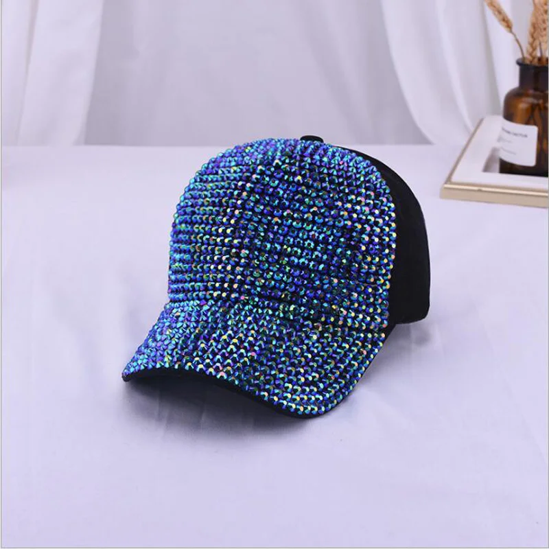 

2019 Rhinestones luxury pearl Sequins Baseball Cap For Women Summer Cotton Hat Girls Snapback Hip hop hat Gorras Casquette Bones