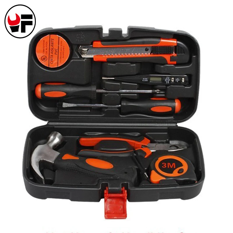 

9Pcs/Set Tool Hardware Combination Wrench Set Plier Hammer Knives Family Necessary Repair Tool for Electrical Ferramentas DN136