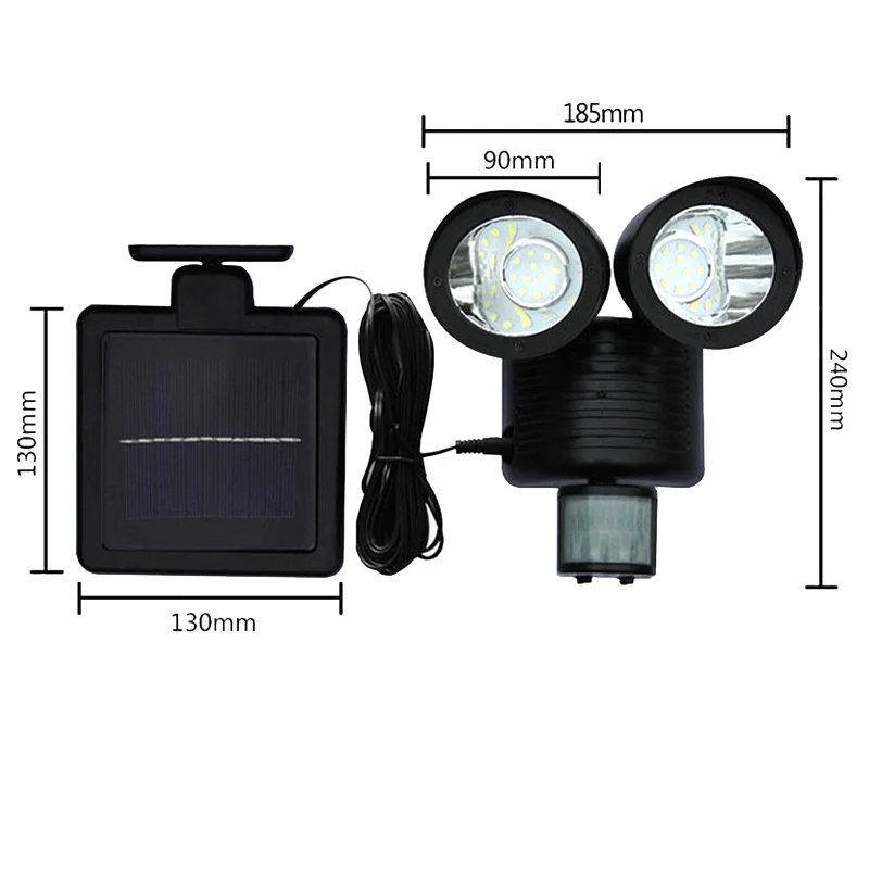 Двойной детектор безопасности Солнечная энергия Точечный светильник датчик