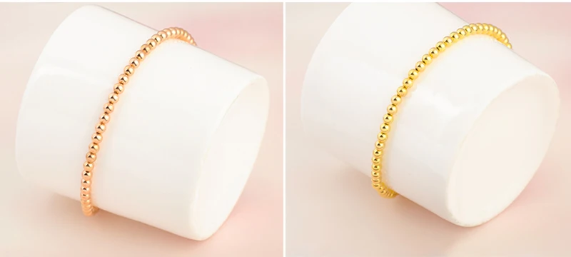 Sinya 18k Au750 браслет с золотыми бусинами для маленьких детей, девушек, женщин длиной от 12 см до 21 см диаметр золотых бусин 4 мм