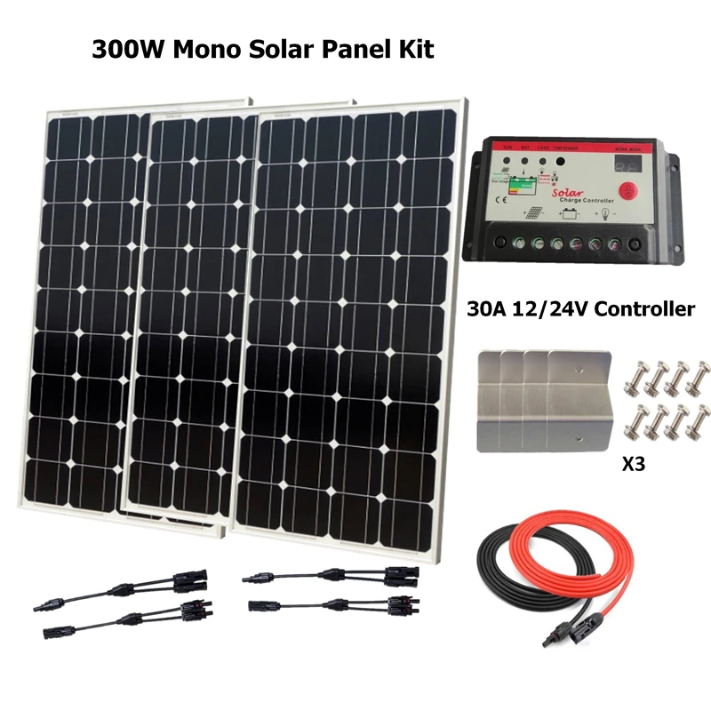 Солнечная батарея 300 Вт монокристаллическая солнечная панель комплект: