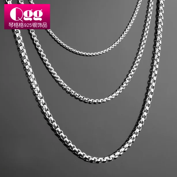 1 pc 50/60cm Silver men necklace 