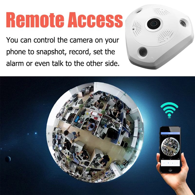 Мини Беспроводная ip камера безопасности WiFi HD960P Wi Fi Fishey наблюдение 360 градусов