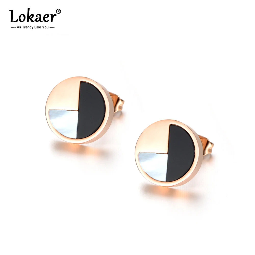 Lokaer серьги-гвоздики, 1/4 ракушек, 1/2 акрил, розовое золото, ювелирное изделие для девушек и женщин, Букле д 'Орель, ювелирные изделия из нержавеющей стали E18040