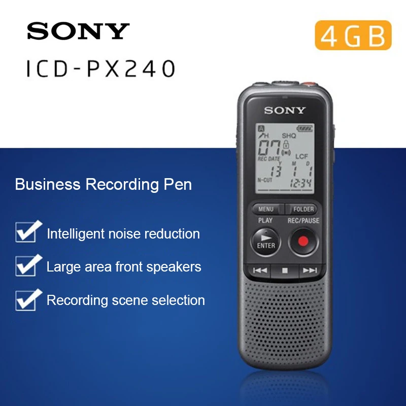 Профессиональный Цифровой Диктофон sony ICD PX240 4 Гб со встроенным стереомикрофоном