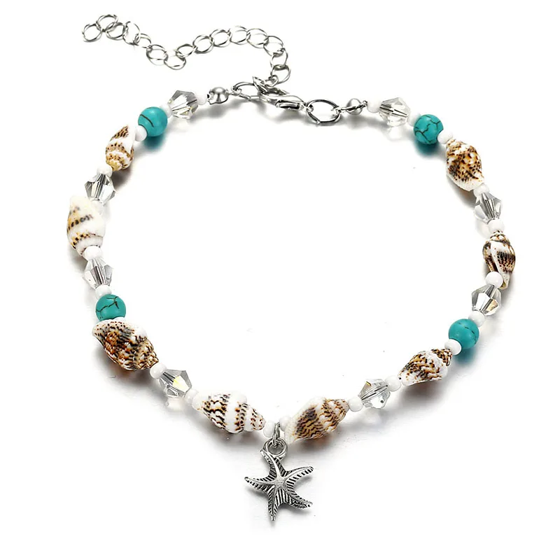 2019 New Simple Anklet Conch Rice Beads Yoga Sand Starfish Pendant Shell Crystal Popular Wild Ladies Geometric | Украшения и