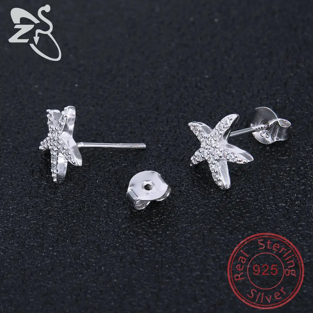 Женские серьги гвоздики из серебра 925 пробы с фианитом|pendientes mujer|925 sterlingearrings sterling |