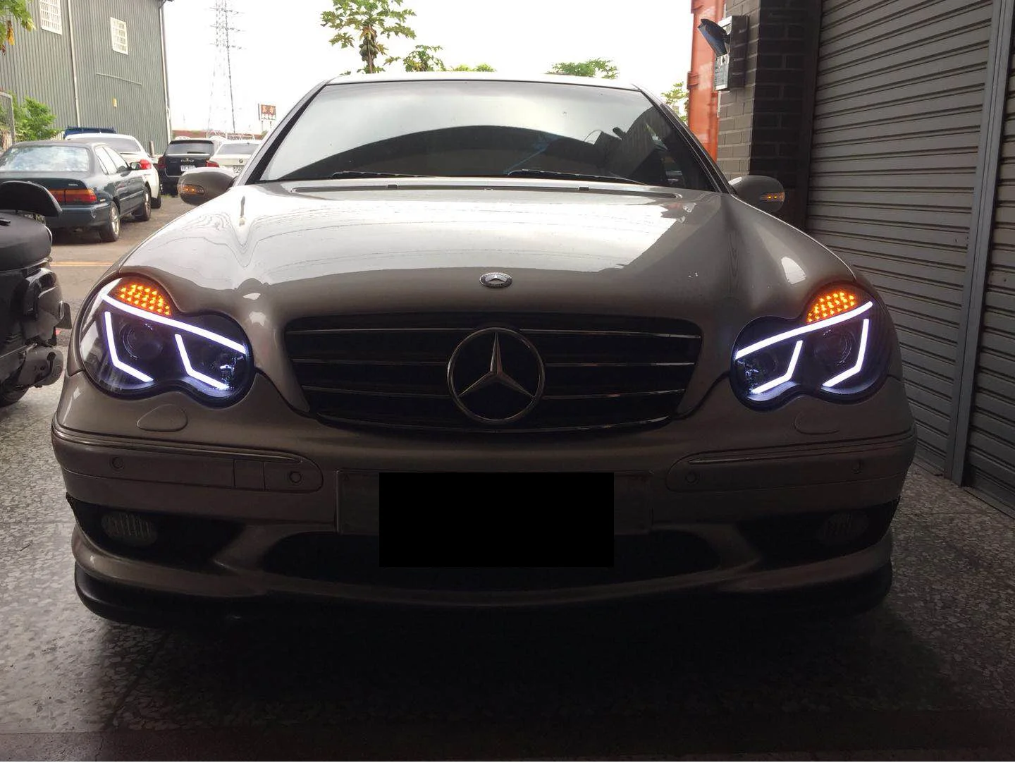 Для Mercedes-Benz 2000-2007 год W203 C63 C200 C230 C280 C300 светодиодный ангельские глазки светодиодные головные фары передняя лампа с DRL дневные