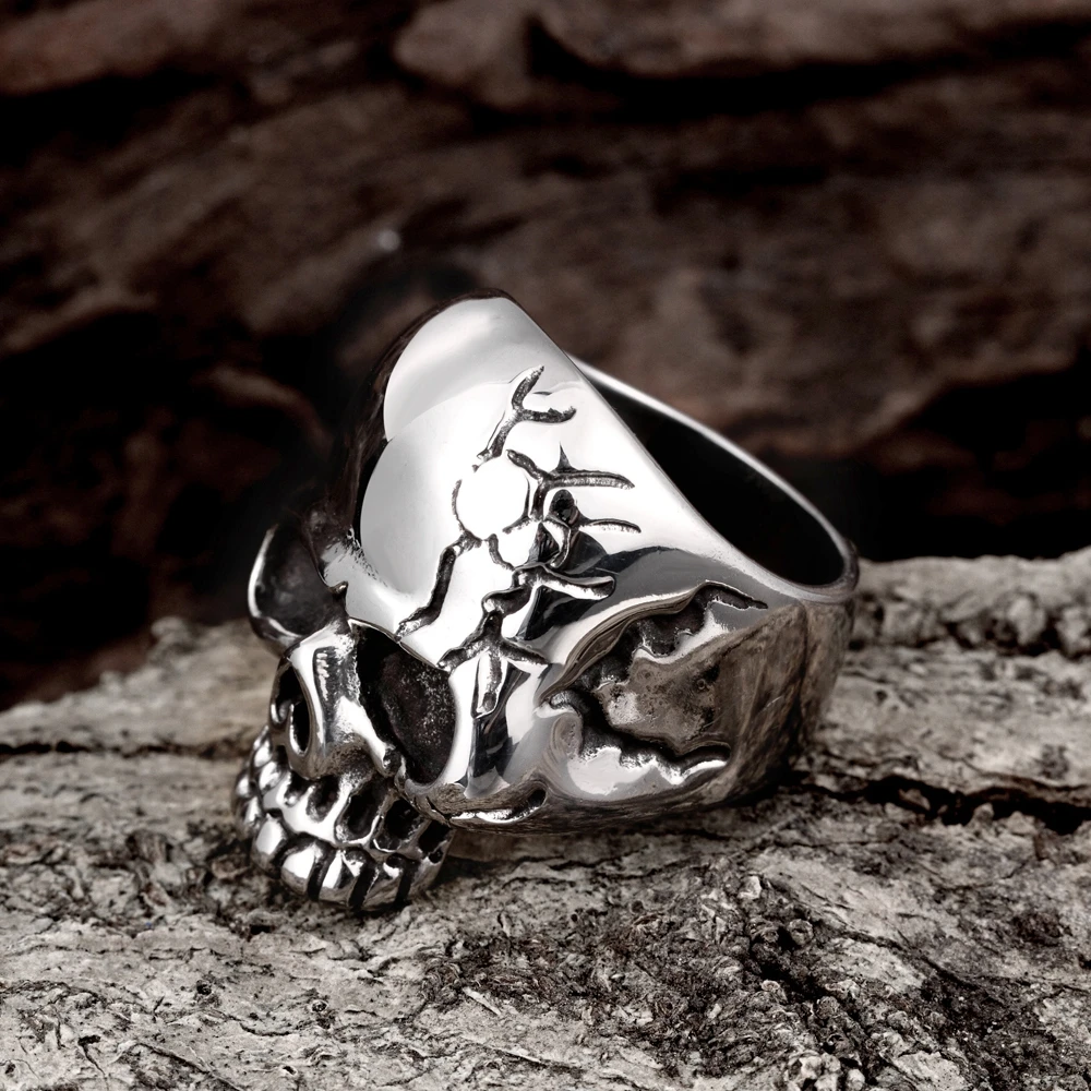 Прямая поставка большое панк байкерское кольцо с черепом для мужчин из