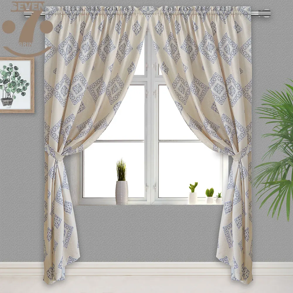 1Pcs Modern Style Smooth Jacqurd Cloth Blue Pink Color Window Curtain For Living Room Bedroom | Дом и сад