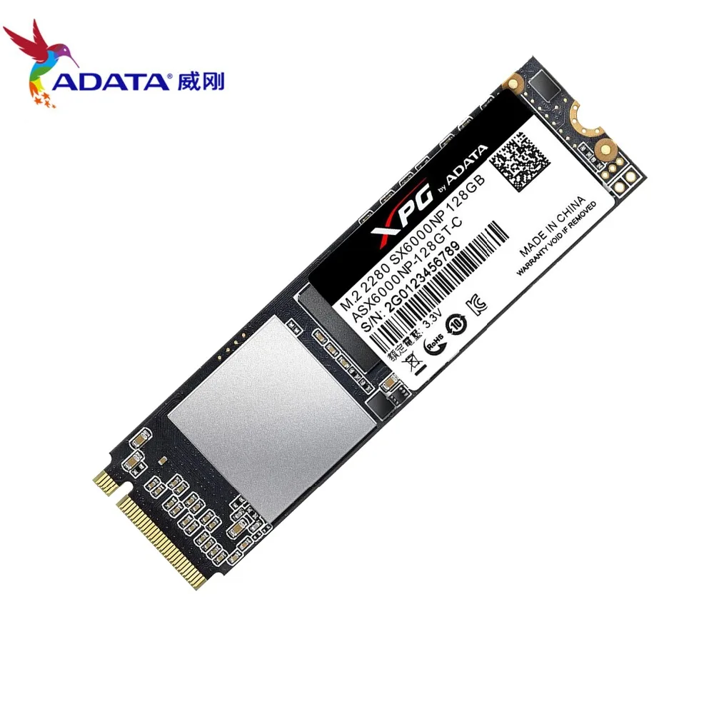 ADATA XPG SX6000 PCIe 128GB 3D NAND Gen3x2 M.2 2280 NVMe 1 2 R/W до 1000/800 MB/S Твердотельный накопитель (ASX6000NP 128GT