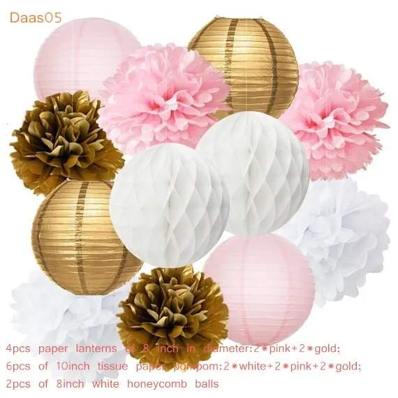 12 шт. Смешанная золото розового цвета и слоновой кости ткани Бумага пом Англичане