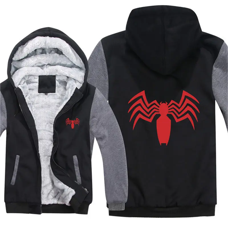 Зимние толстовки на молнии с капюшоном Venom куртки пуловеры мужские пальто