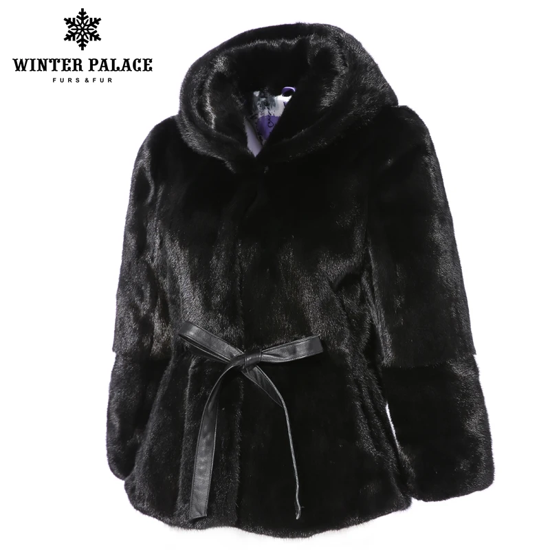 2018 модные пояс стиль пальто с мехом импортируется из норки Женская модная