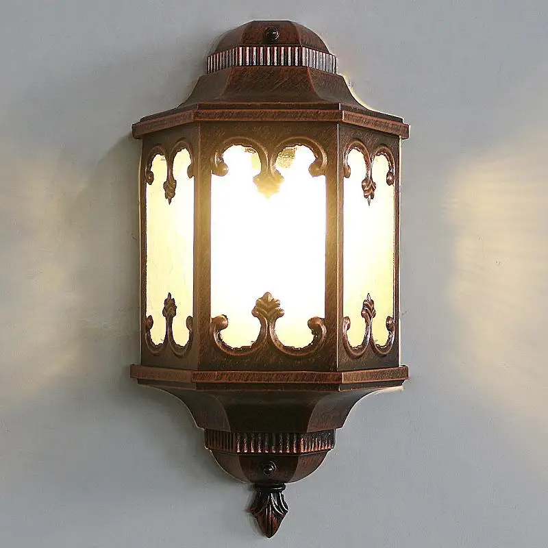 Бронзовый античный светильник для крыльца алюминиевый настенный коридора