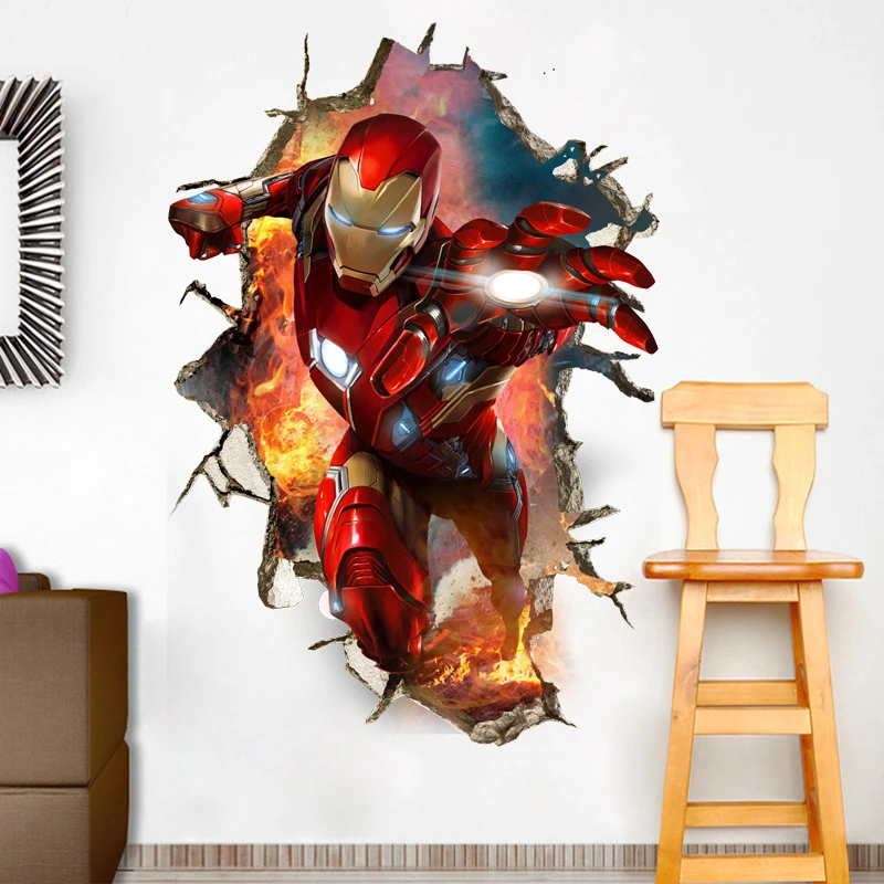 

3D cartoon wall sticker cartoon famous superhero wall decor for kids room decoration children gifts mural art