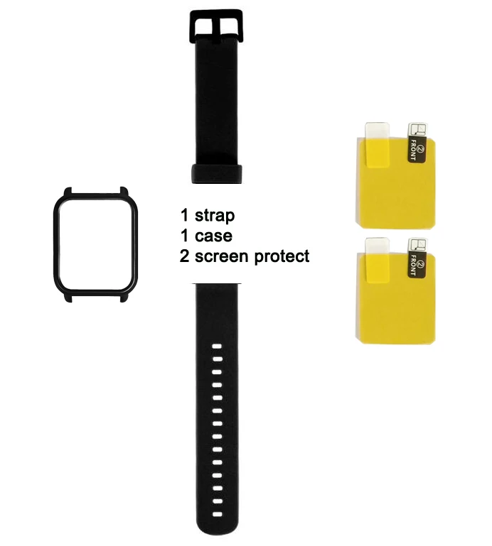 black strap-black c ТПУ силиконовый ремешок для часов для Xiaomi Huami Amazfit Watch band 3 в 1 аксессуары чехол для ПК Huami Amazfit Bip Bit - Цвет: black strap-black c