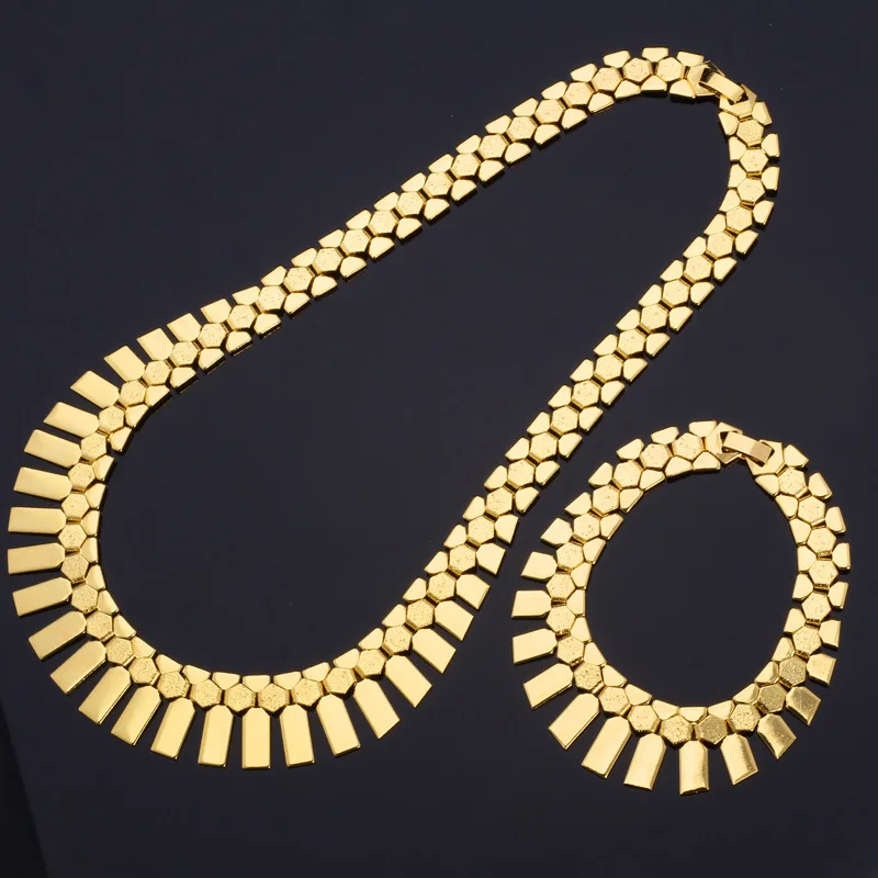 U7 Золото Цвет Дубай Браслет Колье Африканские Ювелирные Комплекты Для Женщин