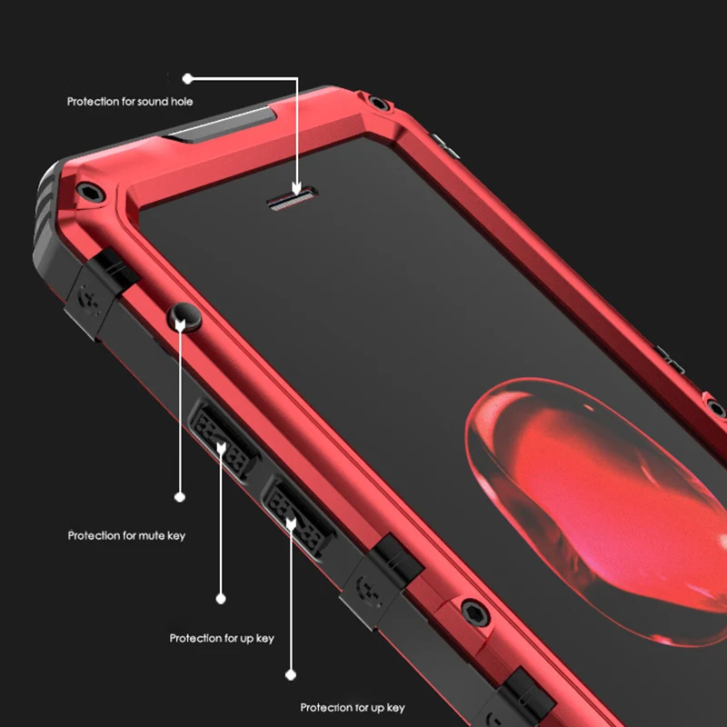 IP68 Водонепроницаемый чехол для iPhone XR металлический противоударный жесткий силиконовый Водонепроницаемый стеклянный чехол для дайвинга для iPhone MAX 7 8Plus