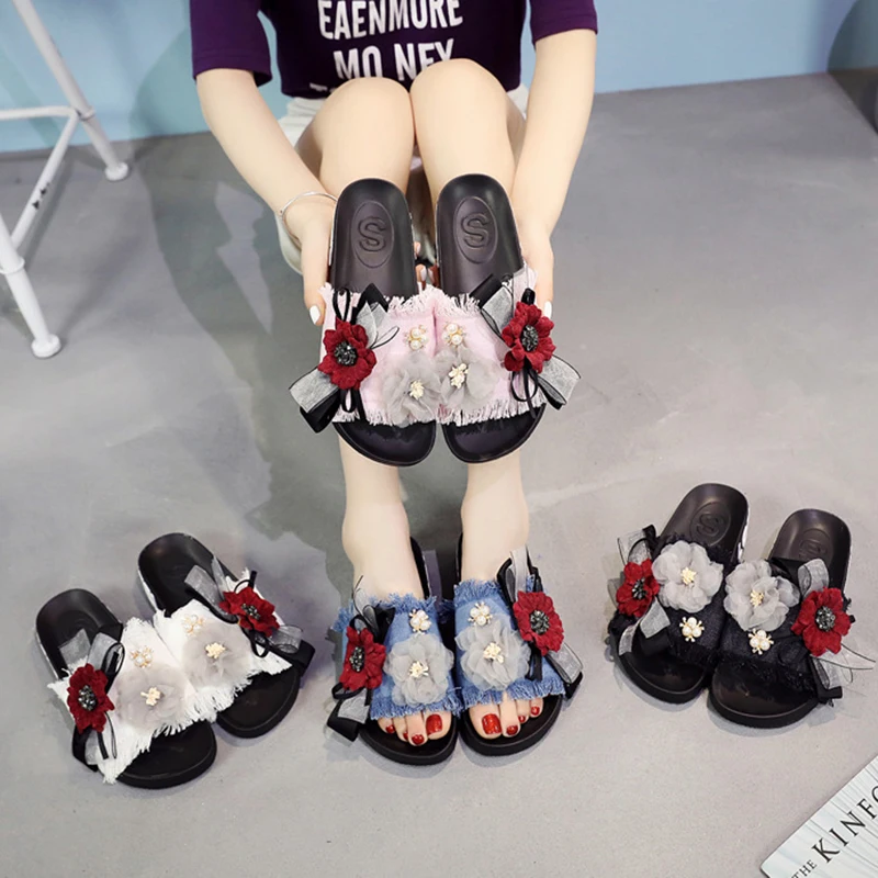 Модные женские шлепанцы Нескользящие босоножки на танкетке с блестками Домашние