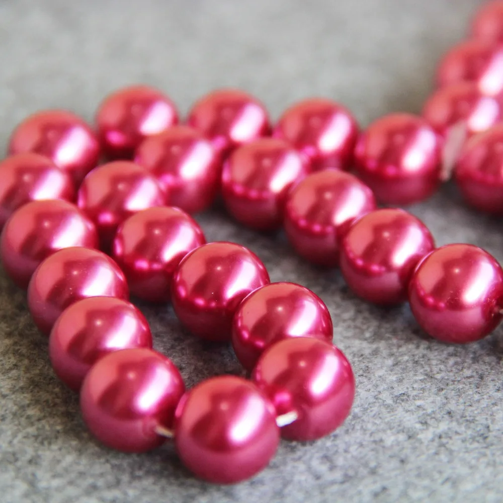Wholesale Women's/Girl's 2015 New For Necklace&ampBracelet 14mm Rose Red Shell Pearl Beads DIY Gifts Women Girl Loose Jew |