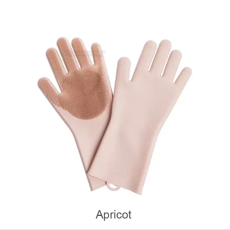 pink Xiaomi JJ Волшебные силиконовые перчатки для чистки, противоскользящие перчатки для мытья посуды, двухсторонние перчатки для домашней кухни - Цвет: pink