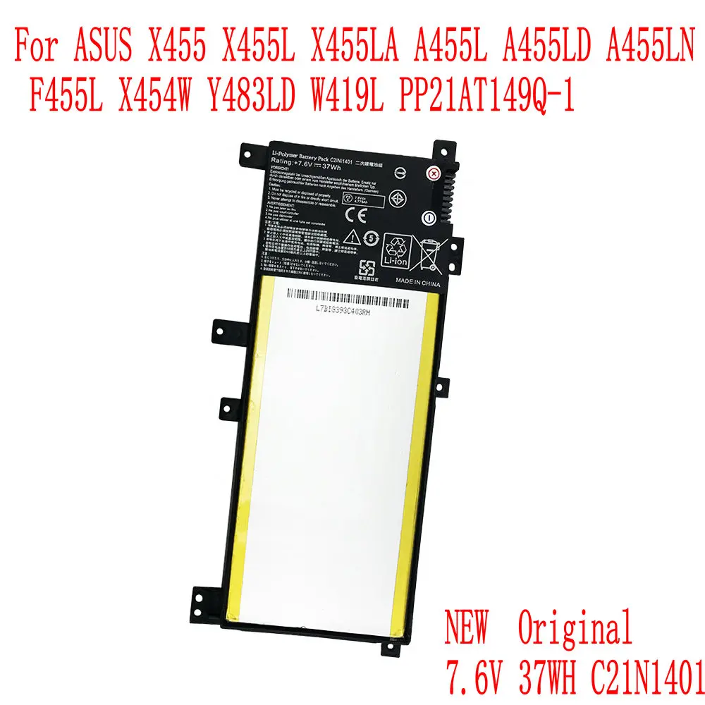 Новый оригинальный 37WH C21N1401 Аккумулятор для ноутбука ASUS X455 X455L X455LA A455L A455LD A455LN F455L X454W Y483LD W419L PP21AT149Q-1