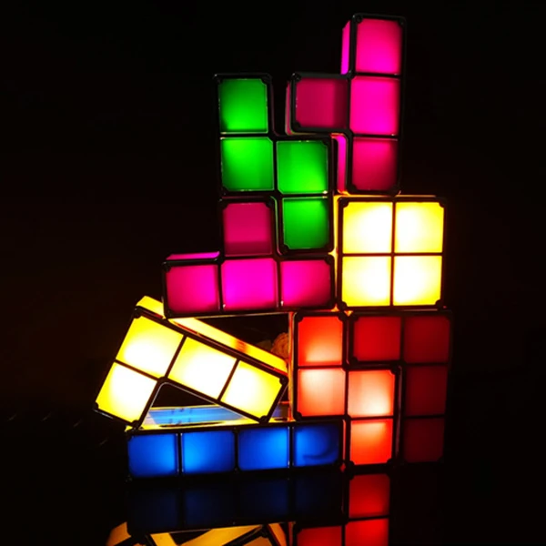 Goede DIY Intellectuele Cube Jigsaw Licht Creatieve Tafellamp LED Verlichting Tetris Lamp Bar Venster Sfeer Lamp Voor Bar Decoratie