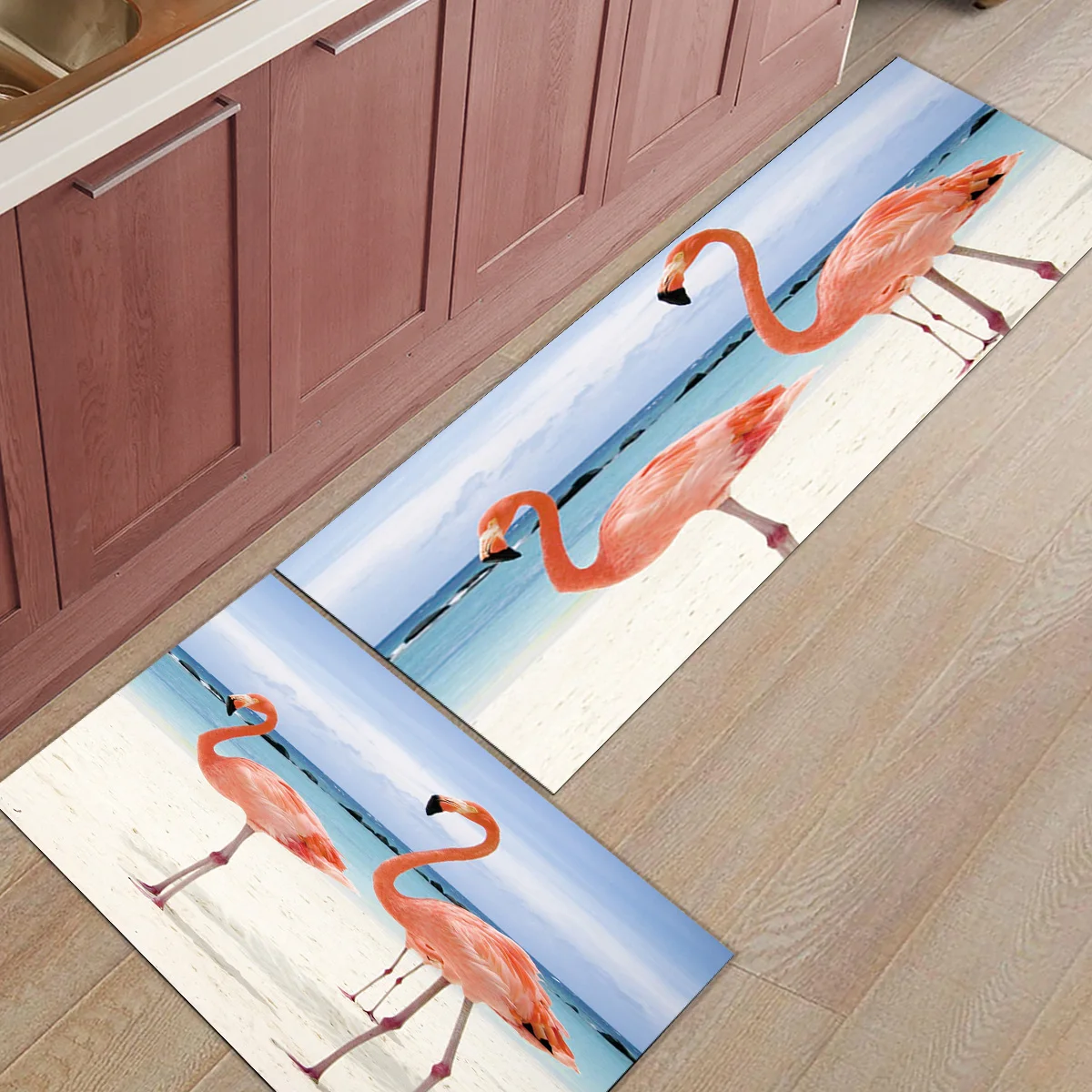 2 шт./компл. деревянные коврики с принтом фламинго коврик для входной двери ванной