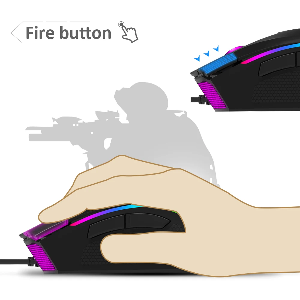 M625 mouse only DELUX T9X Wired RGB Backlight Gaming Keyboard M625 Wired Mouse DPI 4000 Light Gamer PC Gaming Mice Keyboard Combos for computer - Цвет: M625 mouse only