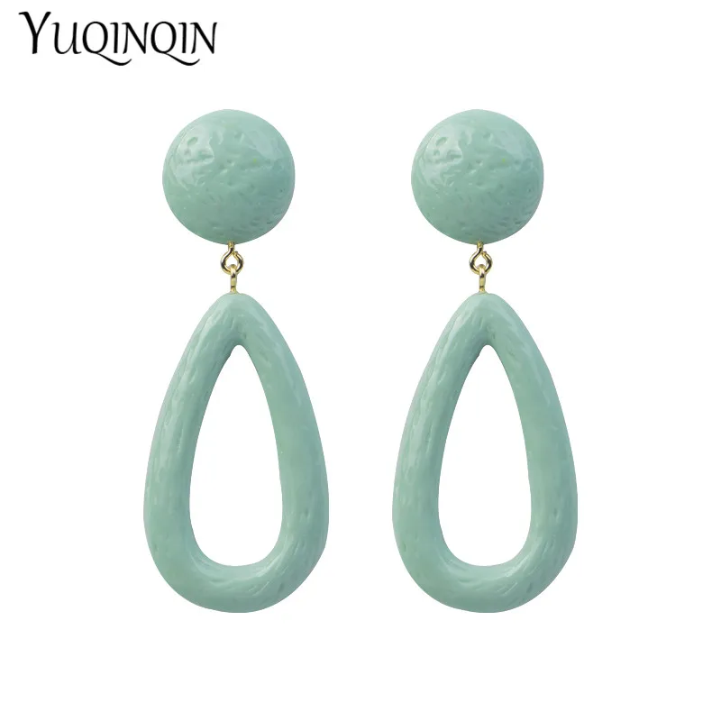 Длинные большие красные акриловые резиновые модные Висячие серьги для женщин