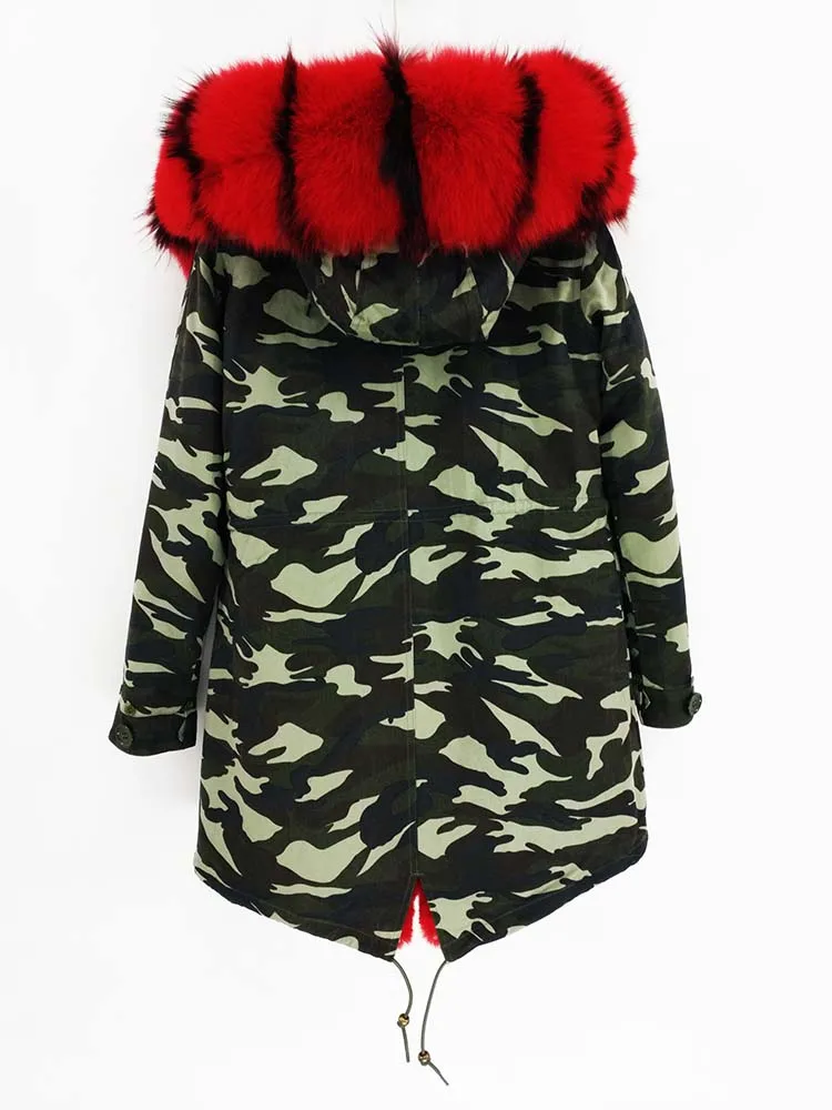 fox fur collar 21 Пальто из натурального меха, длинная парка, зимняя куртка для женщин, Воротник из натурального Лисьего меха, капюшон, подкладка из натурального меха, Толстая теплая уличная одежда, бренд - Цвет: fox fur collar 21