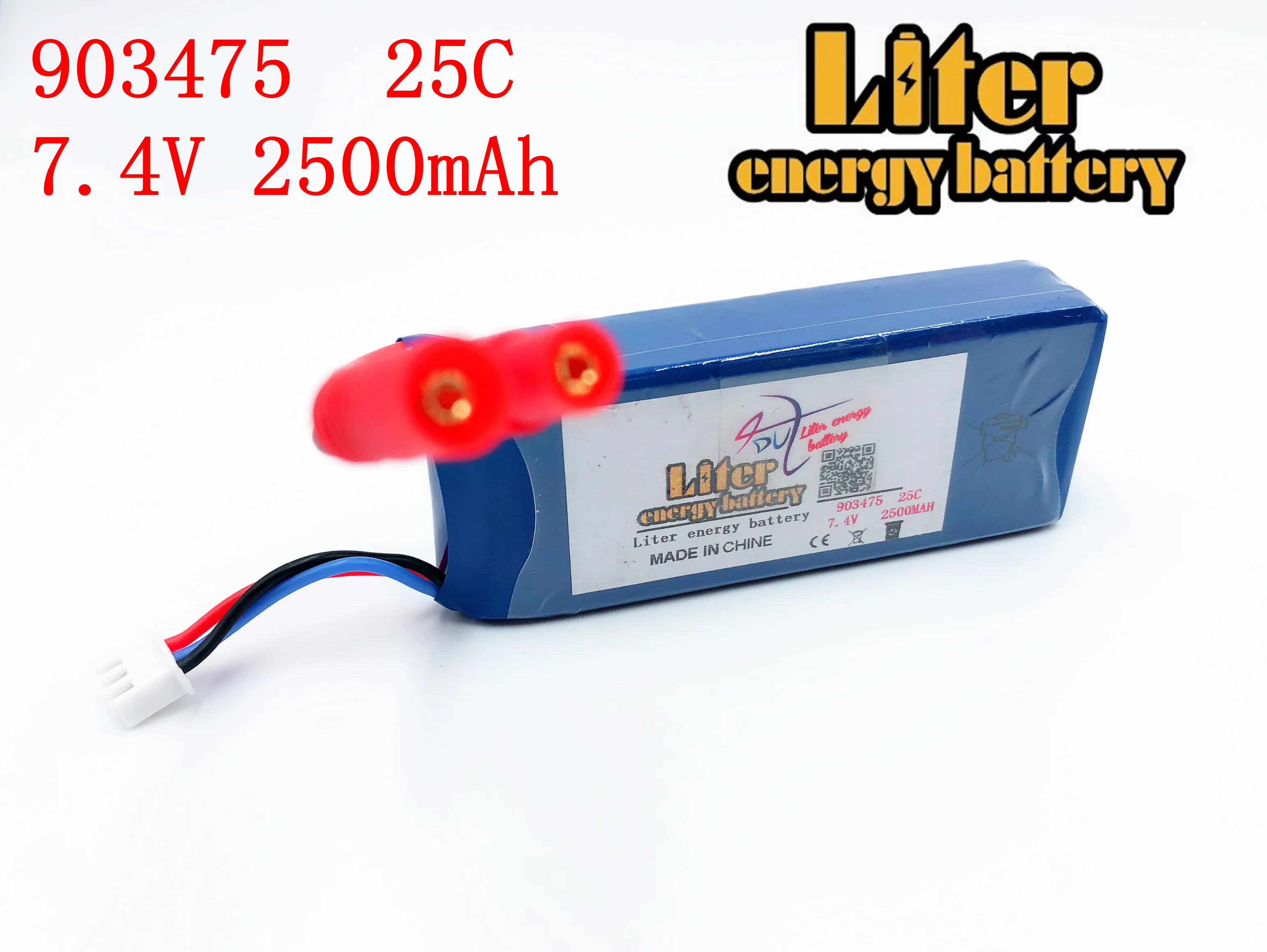 7.4V 2500mAh 25C Drone Battery 903475 For RC MJX X101/MJX X102H SYMA X8C X8W X8G X8HC X8HW X8HG Wltoys V262 Quadcopter | Электроника