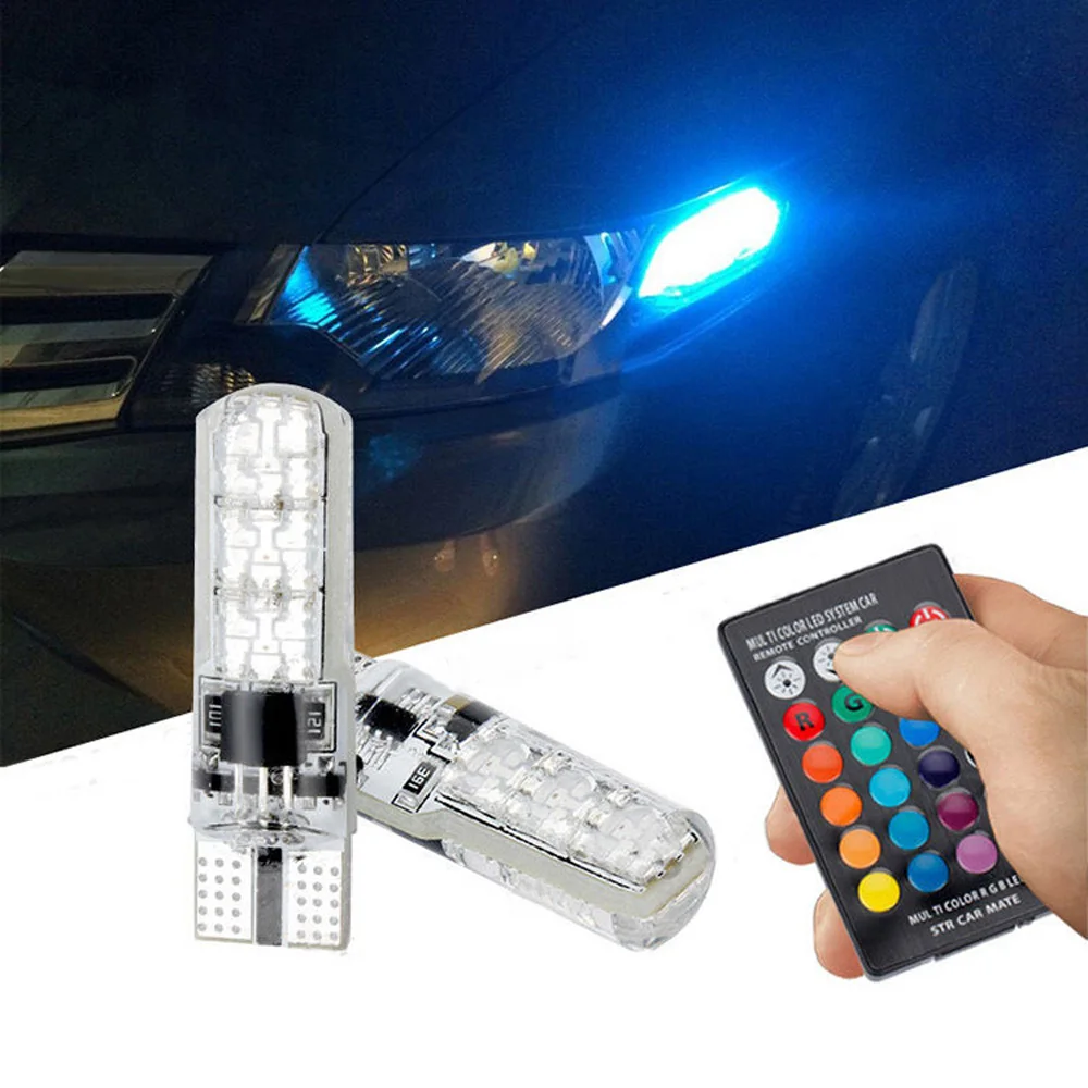 EURS (TM) 2 шт. светодиодный светильник для номерного знака T10 5050 6SMD RGB цвет с пультом